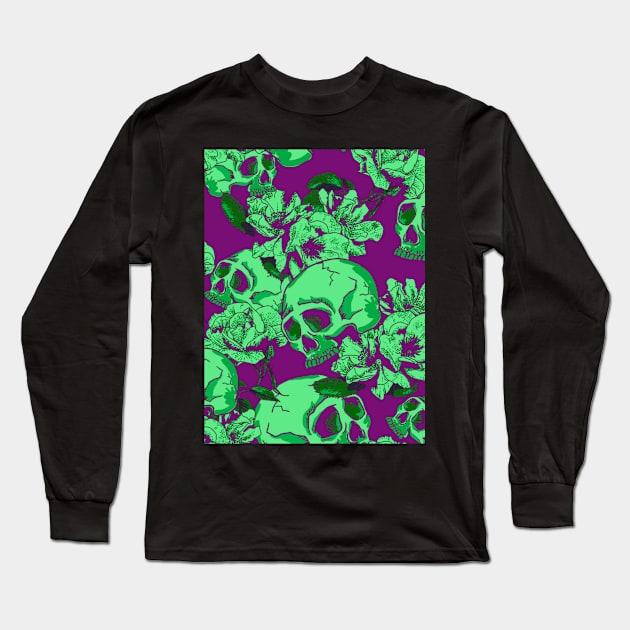 Skull Halloween Long Sleeve T-Shirt by igzine